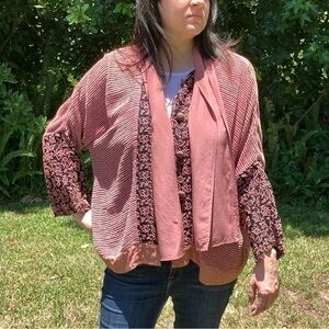 URU rosy pink embroidered cardigan size O/S